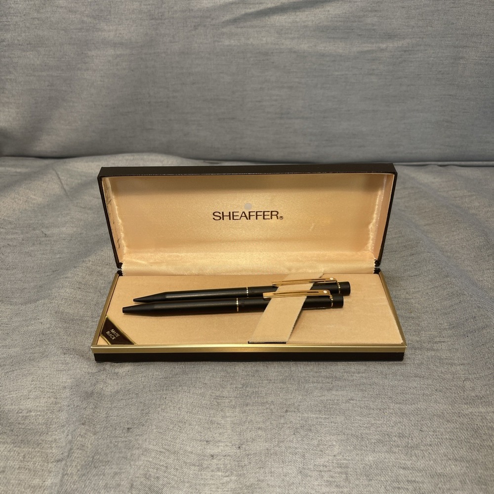 Sheaffer TARGA 1003 SET X2 Ballpoint Pen & Pencil Matte Black USA Boxed Gold